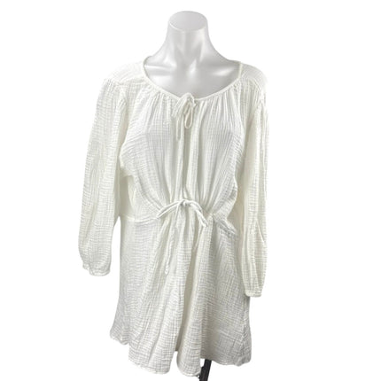 Abercrombie & Fitch White Long Sleeve Beach Cover Up Mini Flare A-Line Dress L