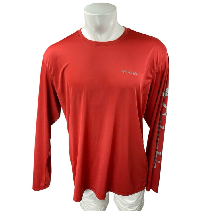 Columbia Omni-Shade Men's Orange Logo Crewneck Long Sleeve Tee T-Shirt Top Sz XL