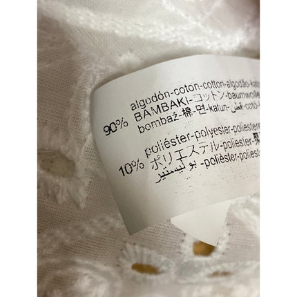 Zara Women's Whote Eyelet Embroidered Half Sleeve button Down Shirt Top Size M