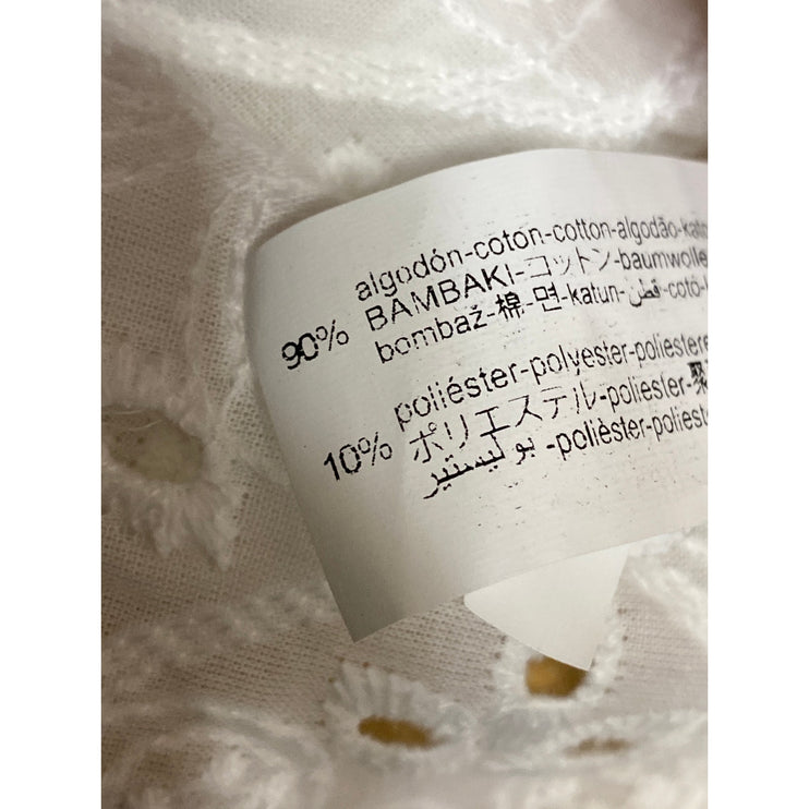 Zara Women's Whote Eyelet Embroidered Half Sleeve button Down Shirt Top Size M