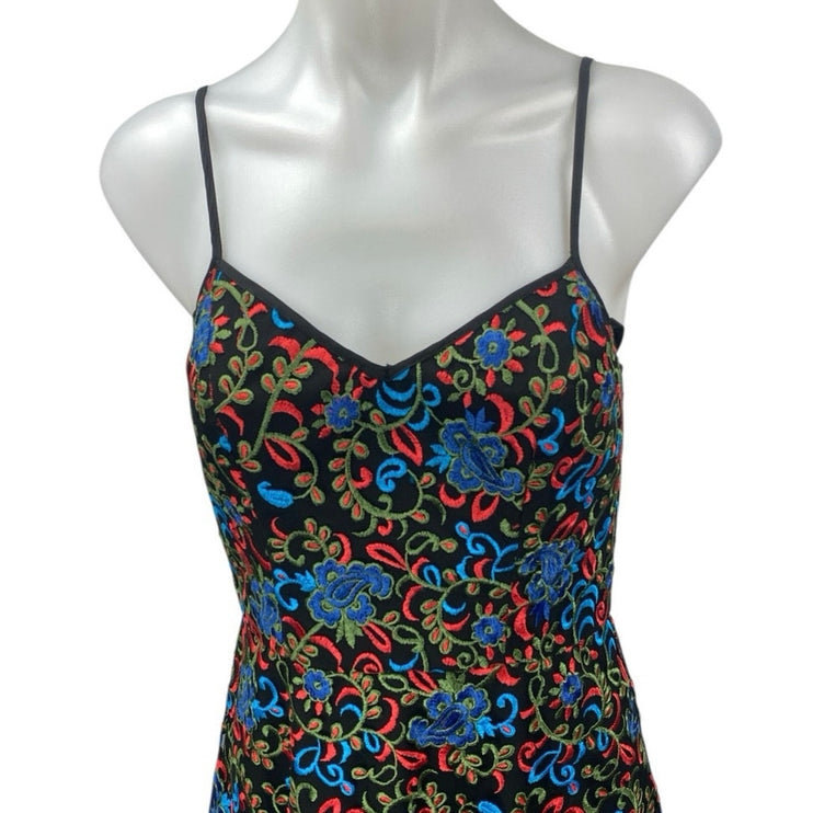 Monique Lhuillier Canossa Floral Embroidered Sleeveless Midi A-Line Tank Dress 2