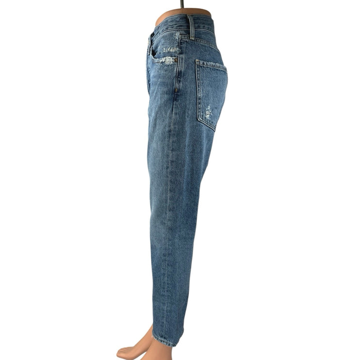 Agolde Riley Women's Blue High Waisted Straight Leg Cropped Denim Jeans Size 25