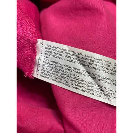 Mango MNG 100% Linen Pink Ruffle Belted V-Neck Sleeveless Jumpsuit Romper Size L