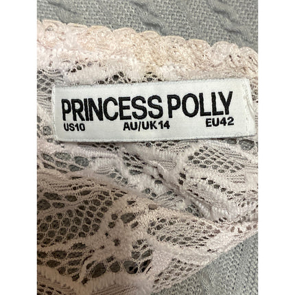 Princess Polly Women's Gray Floral Lace Trip Long Sleeve Boxy Blouse Top Size 10