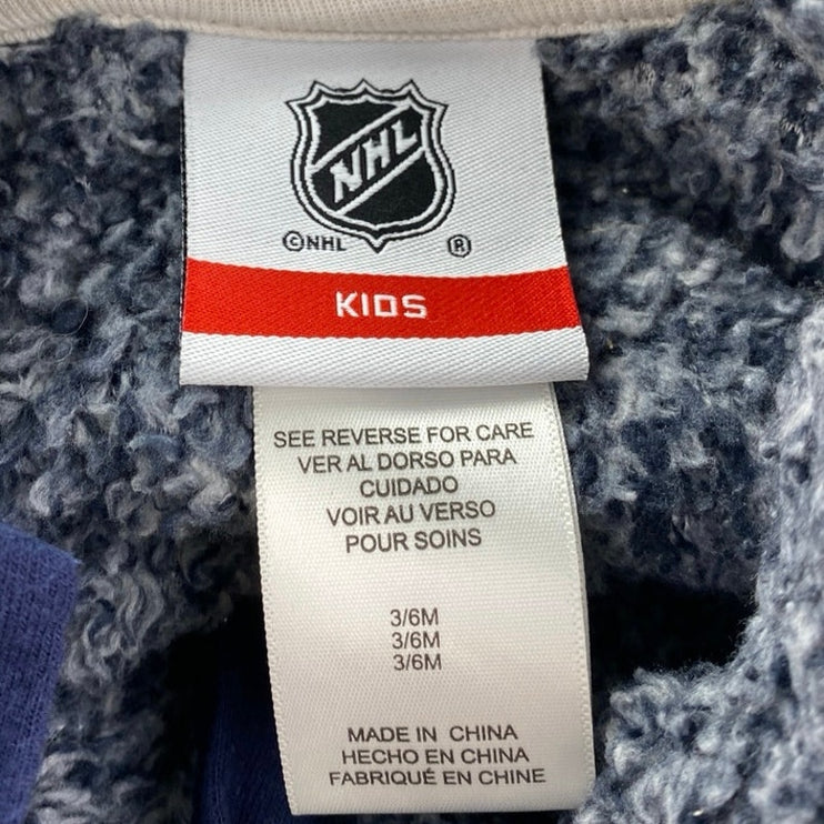 NHL Team Seattle Kraken Hockey Baby Gray Fleece Hoodie Full Zip Sleeper Sz 3/6M