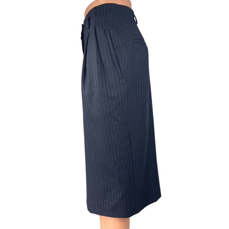 Paul Stuart Women's Blue Wool Pinstripe Knee Length Straight Pencil Skirt Size S