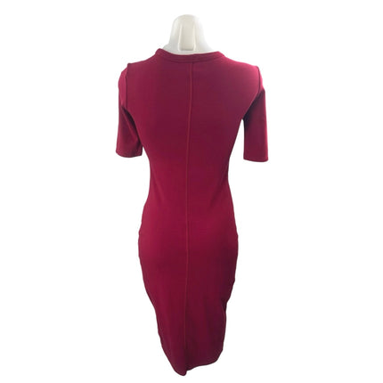 Calvin Klein Jeans Women's Red Short Sleeve Logo T Shirt Bodycon Midi Dress XS