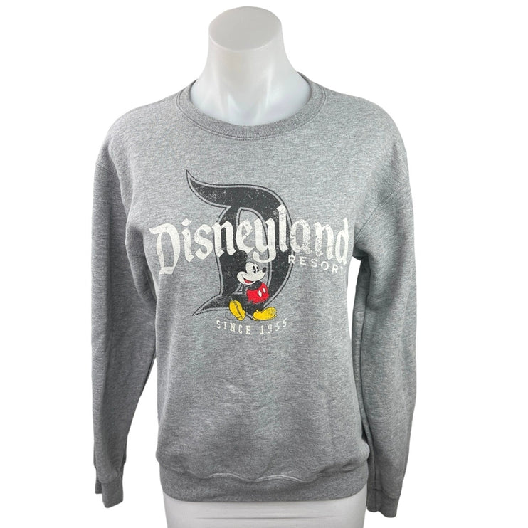 Disney Parks Gray Mickey Mouse Print Long Sleeve Crew Neck Sweatshirt Top Size S