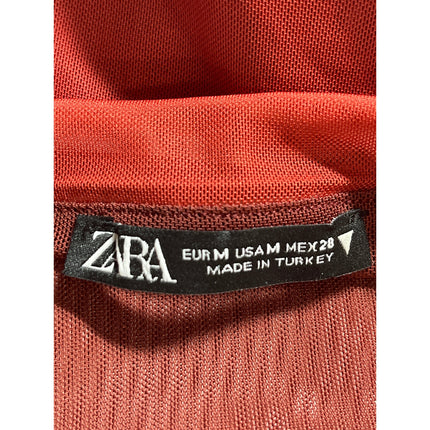 Zara Pink Red Colorblock Sleeveless Tie Knot Mesh Cami Camisole Tank Top Size M