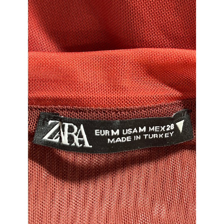 Zara Pink Red Colorblock Sleeveless Tie Knot Mesh Cami Camisole Tank Top Size M