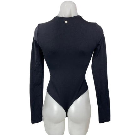Simon Miller Asio Women's Black Long Sleeves Cut Out Thong Bodysuit Top Size S