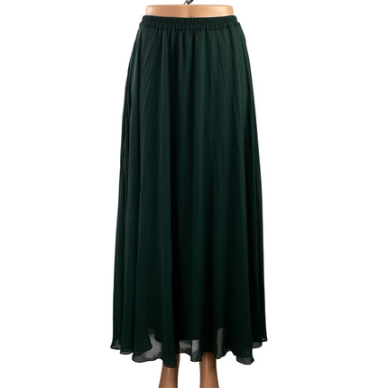 Club Monaco Women's Dark Green Chiffon Sheer Flowy A-line Maxi Skirts Size S