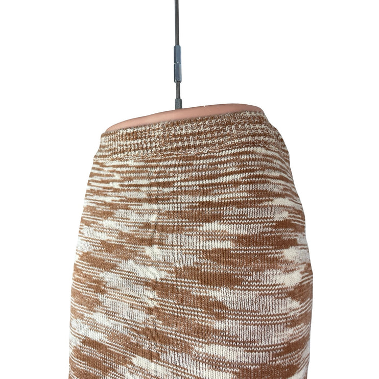 Beige Botany Beige Tan Striped Marble Swirl Knit High Waist Pencil Mini Skirt M