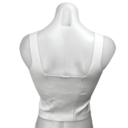 Abercrombie & Fitch Women's White Rib Knit Sleeveless Pullover Crop Tank Top M