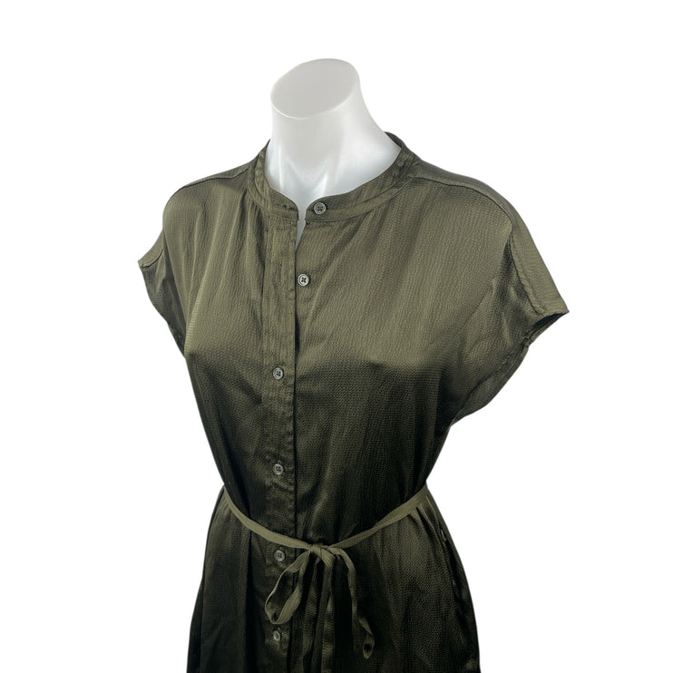 Banana Republic Women's Green Drop Short Sleeve Tie Waist Midi Shirt Dress XS
