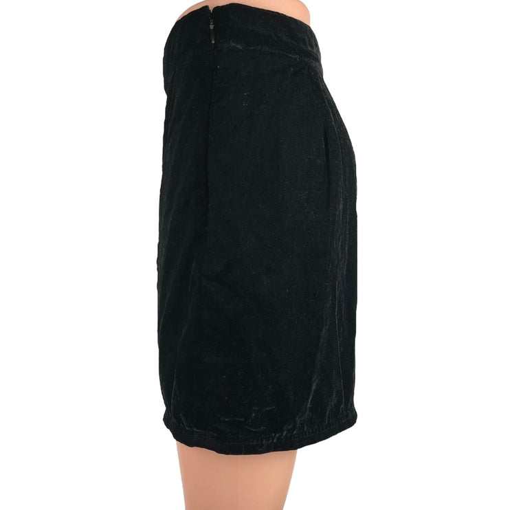 Free People x Revolve Vivienne Black Velvet Velour Ruched Short Mini Skirt Sz 4