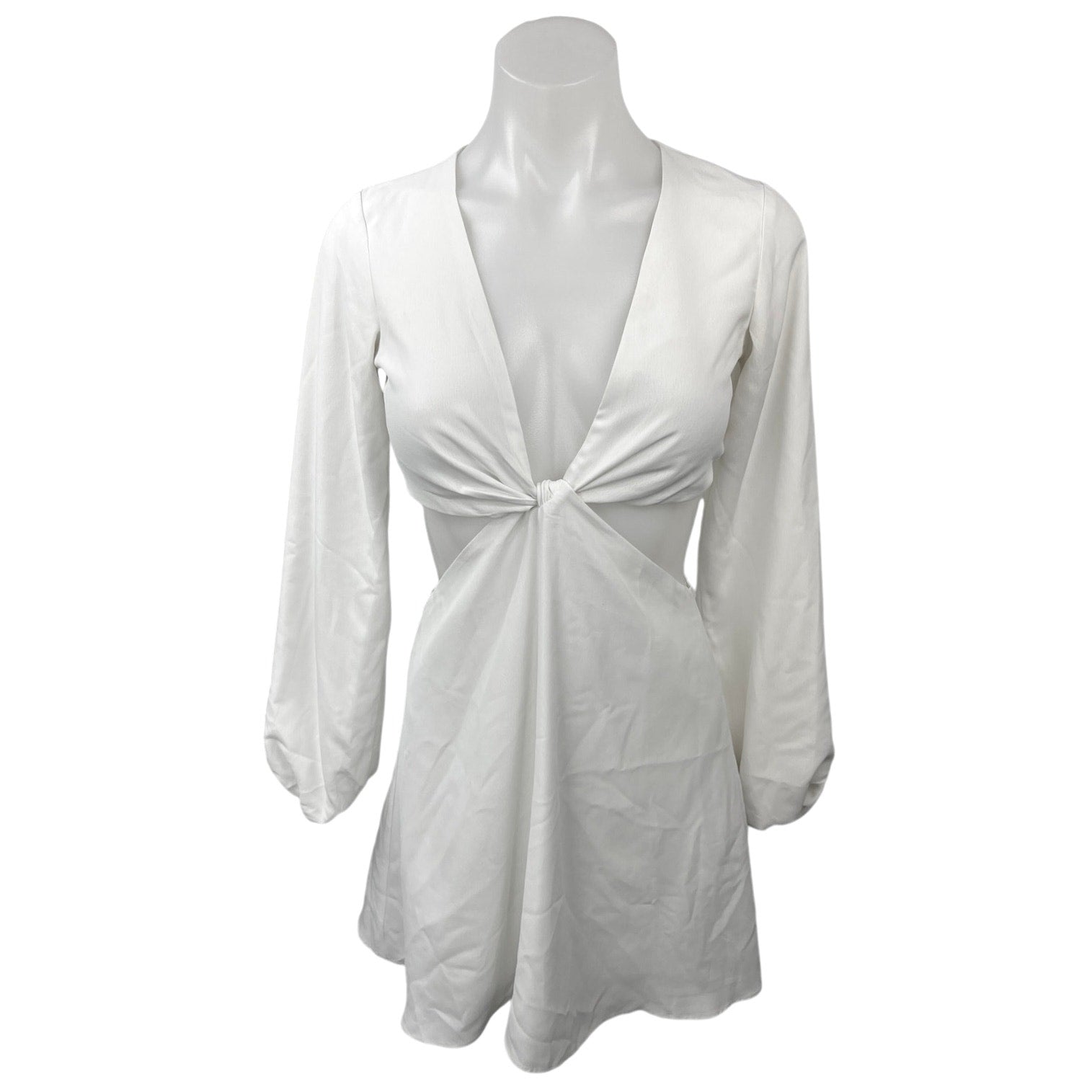 White Fox White Twist Knot Front Cutout Long Sleeve Mini Fit & Flare D Brie White Fox White Twist Knot Front Cutout Long Sleeve Mini Fit & Flare D Brie
