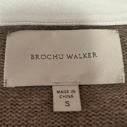 Brochu Walker Beige White Cashmere Wool Layered Long Sleeve Sweater Top Size S