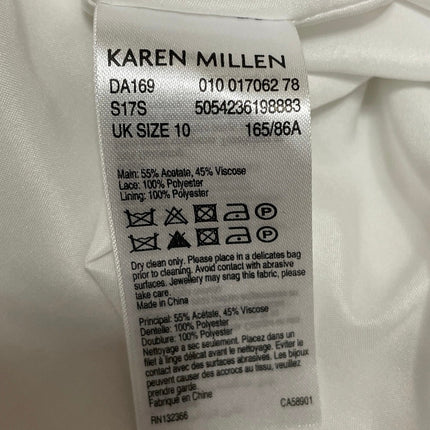Karen Millen White Black Floral Lace Ruffle Off The Shoulder Mini Dress Size 6