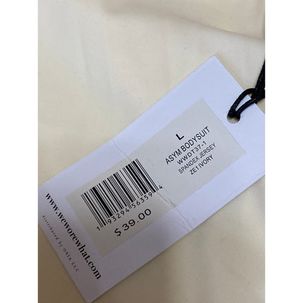 NEW WeWoreWhat Cream One Shoulder Sleeveless Cutout Thong Bodysuit Top Size L