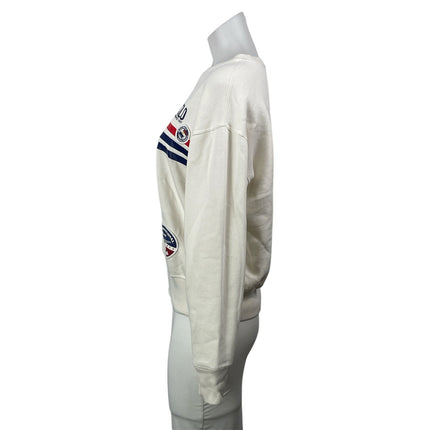 Polo Ralph Lauren Travel Cream Fleece Long Sleeves Patchwork Sweatshirt Top SP