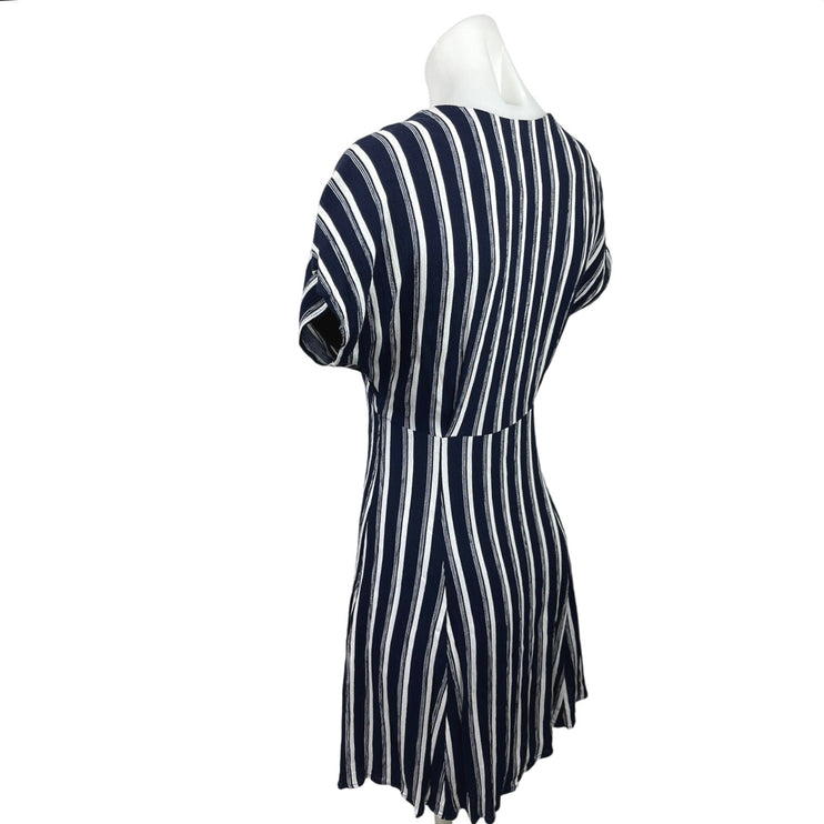 Nordstrom BP Navy Blue White Striped Button Front Prairie Mini Dress Size XXS