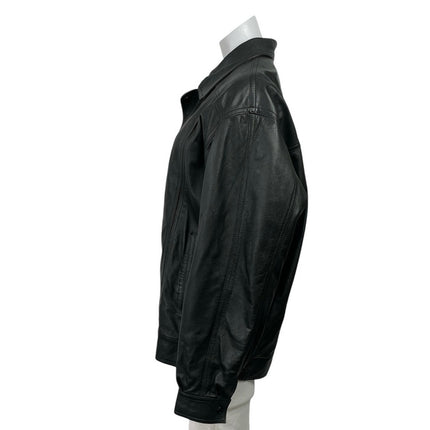 Vintage Cuiropolis Women's Black Faux Leather Zip Up Bomber Jacket Size XL-2XL
