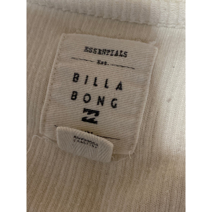 Billabong Women's Cream Embroidered Long Sleeve Crop Sweatshirt Sweater Top Sz M
