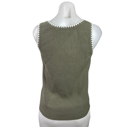Scotch & Soda Women's Green Ribbed Knit Stitch Trim Sleeveless Tank Top Size M