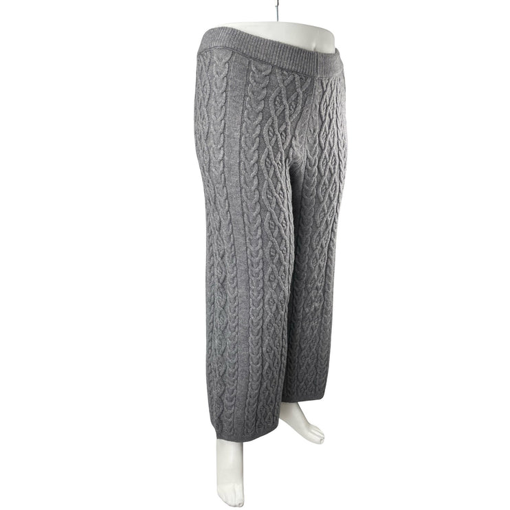 Cider Women's Gray Cable Knit Wide Leg Sweater Lounge Trousers Pants Size 0XL