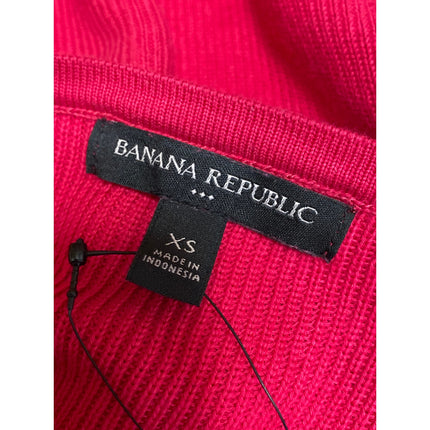 Banana Republic Women's Red Ribbed Knit Long Sleeve Pullover Sweater Top Size XS