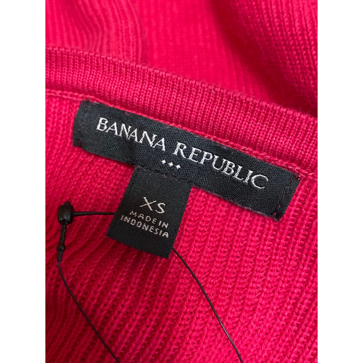 Banana Republic Women's Red Ribbed Knit Long Sleeve Pullover Sweater Top Size XS