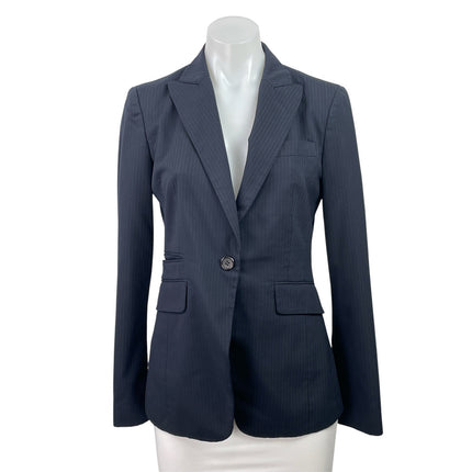 United Colors Of Benetton Black Pinstriped Peak Lapel Blazer Coat Jacket Size 10