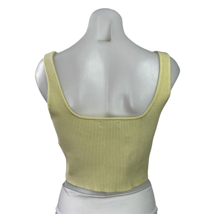 House of Harlow 1960 Yellow Ribbed Knit Square Neck Tank Cami Crop Top Size M