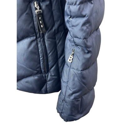 Bogner Women's Navy Blue Quilted Long Sleeve Hooded Padded Puffer Coat Jacket XL
