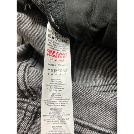 PrettyLittleThing Women's Black Washed Distressed Wide Leg Baggy Denim Jeans 4