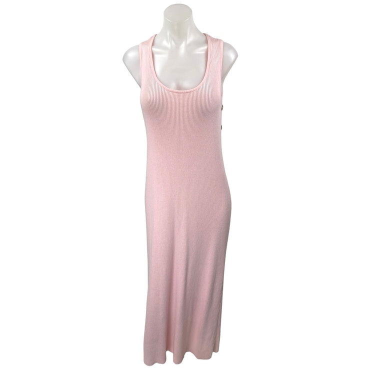 Legoe Pink Ribbed Knit Sleeveless Scoop Neck Maternity Bodycon Maxi Dress Size L