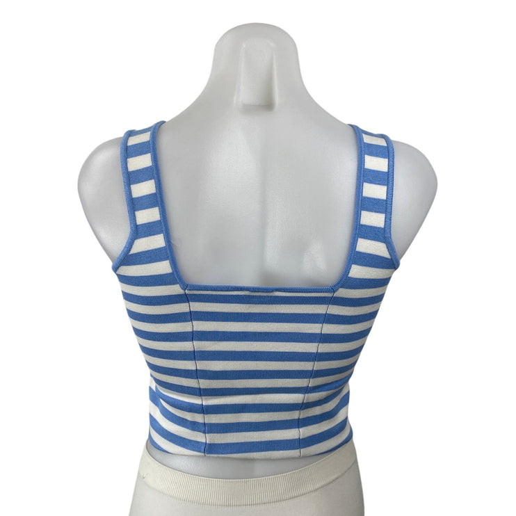 Abercrombie & Fitch Blue White Striped Sleeveless Cami Tank Crop Top Size S