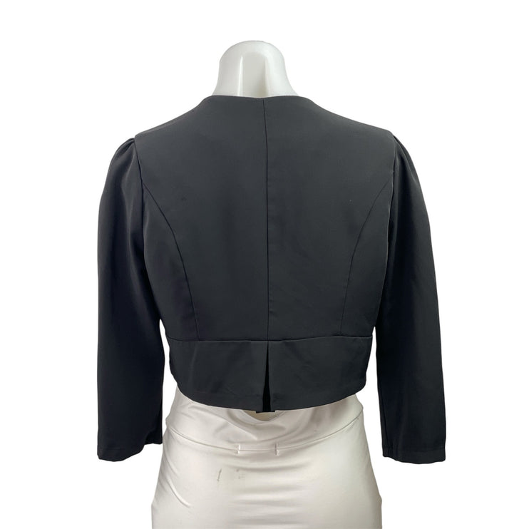 Viseversa Women's Black Long Sleeve Notch Lapel Cropped Blazer Coat Jacket Sz M