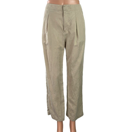 GAP Women's Beige High Waisted Pleated Straight Wide Leg Trouser Pants Size 00