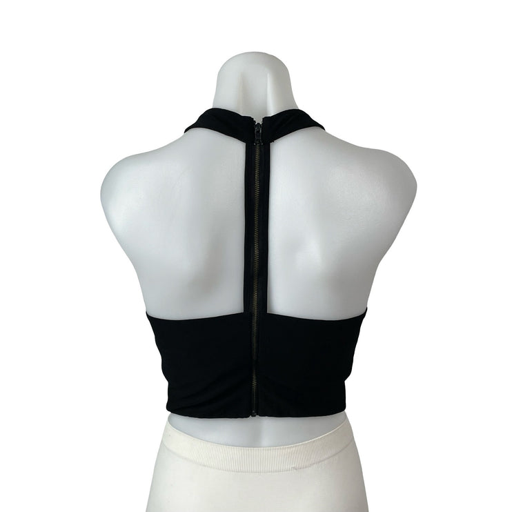 Alice + Olivia Rydel Black Sleeveless Gym Athletic Activewear Crop Tank Top S/M