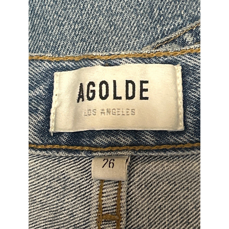 Agolde Women's Blue High Waist Distressed Straight Leg Denim Jeans Pants Size 26