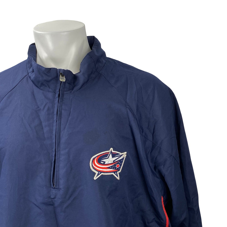 Reebok NHL Columbus Blue Hockey Men's Navy Blue 1/4 Zip Performance Jacket 2XL
