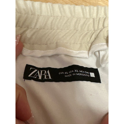 Zara Men's Cream Beige Knit Drawstring Tapered Trousers Sweat Pants Size XL