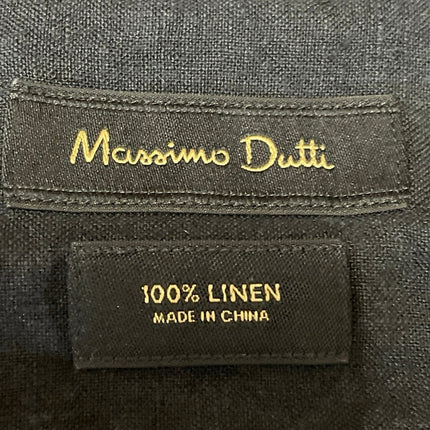 Massimo Dutti Men's Black 100% Linen Long Sleeve Button Down Shirt Top Size S