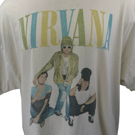 Urban Outfitters Nirvana Band Men's Cream Graphic Short Sleeve Tee T-Shirt Top L