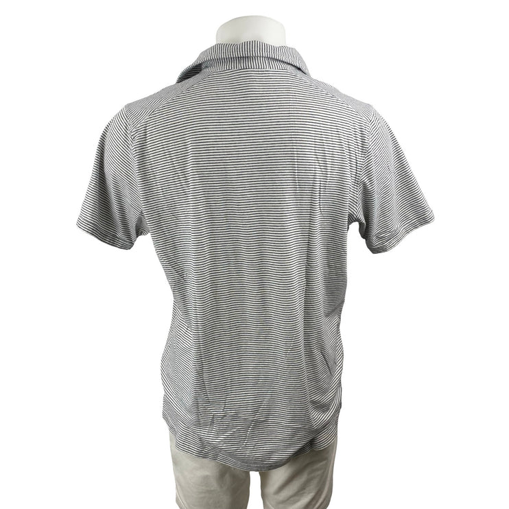 Tasc Men's Black Gray Striped Short Sleeve Golf Casual Polo Shirt Top Size L