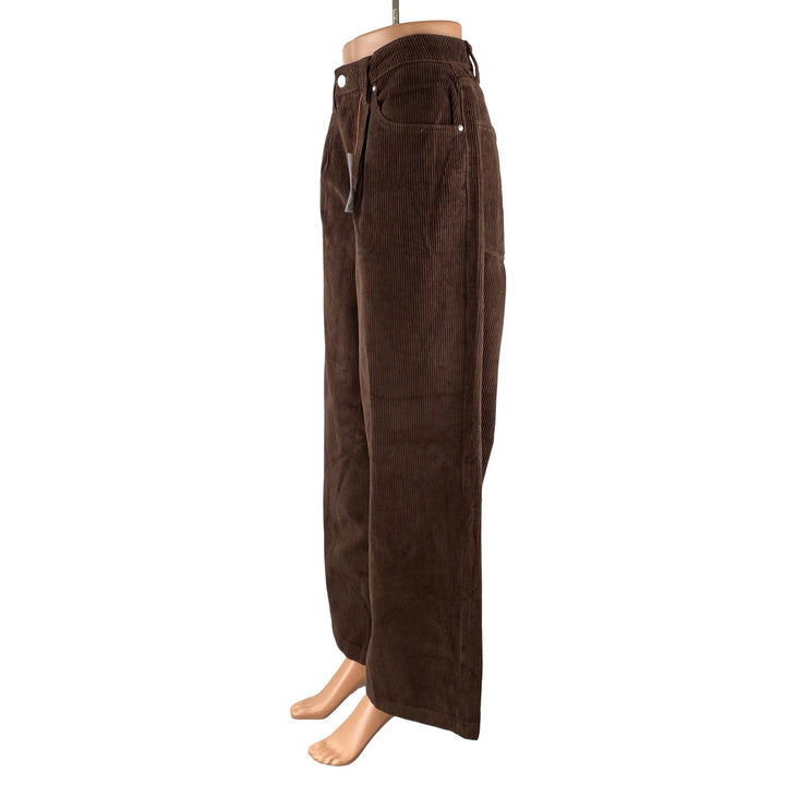 NEW ASOS Women's Brown Corduroy High Rise Wide Leg Baggy Trousers Pants Size 32