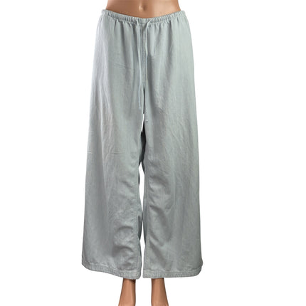 H&M Divided Women's Blue White Striped Elastic Waist Wide Leg Trousers Pants L