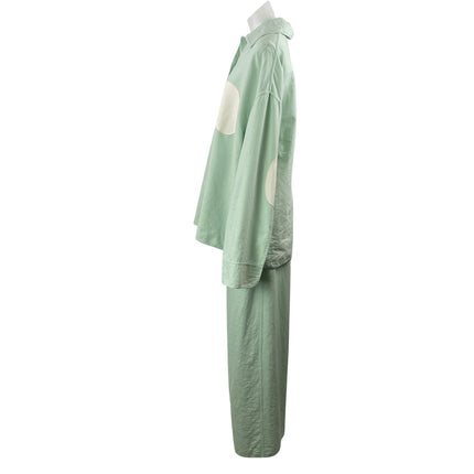 Shang Xia Mint Green Wool Long Sleeves Luxury Shirt & Trousers Pants Set Size L